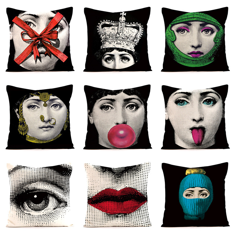 Home Textiles Throw - Abstract Nordic facial pattern throw pillow