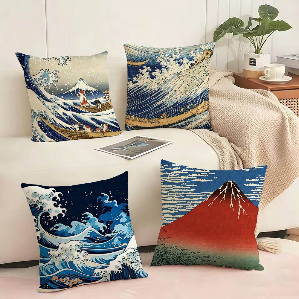 Home Art Textiles - Двусторонняя наволочка с принтом «Квадрат» Хокусая